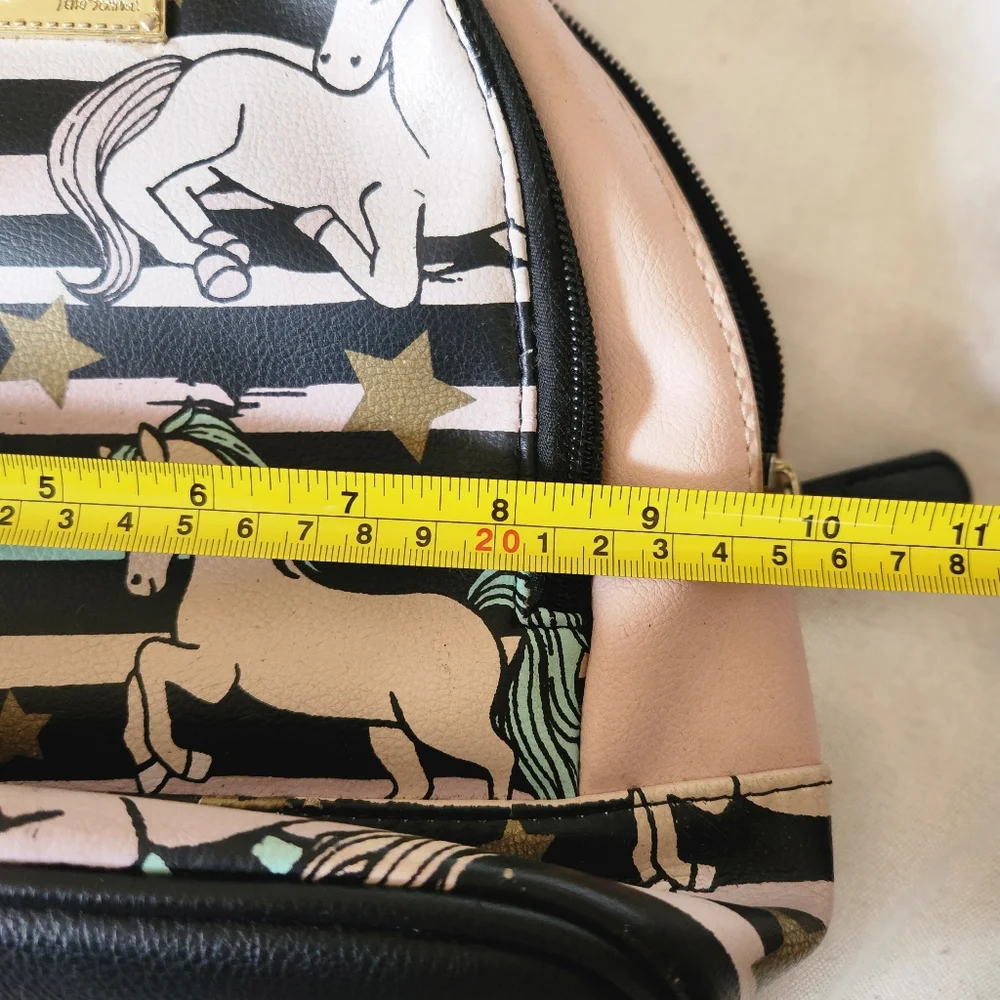 Betsey Johnson Unicorn Mini Backpack Pastel Striped Novelty